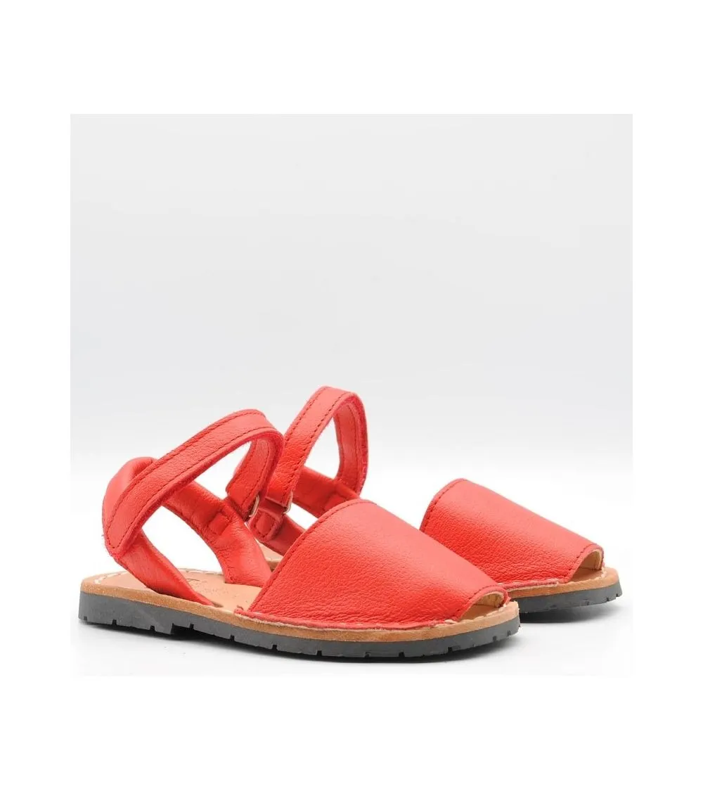 MENORQUINAS ABARCAS RIA ROJO TIRA VELCRO